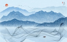 新中式中国风水墨山水风景画图片
