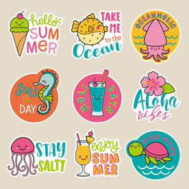 卡通夏季鱼类插画图案