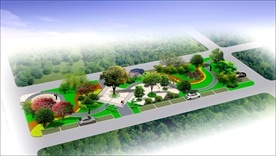 游园停车位景观绿化效果图