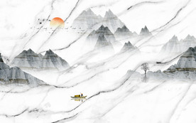 高端大理石纹山水背景墙