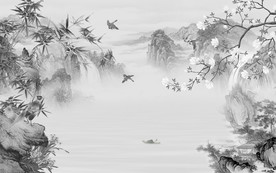 客厅山水画背景 TIF分层