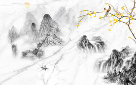 中式山水画背景 TIF分层