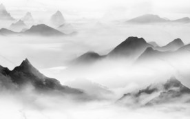 灰色山水画背景 TIF分层