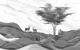 麋鹿欧式装饰画 TIF分层