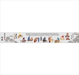 古代人物烧烤背景墙围墙