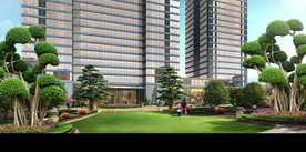 写字楼前小广场绿化效果图