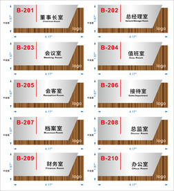 矢量公司VI导视木纹金属门牌