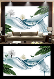 北欧麋鹿背景墙