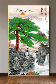 原创玄关迎客松山水风景装饰画