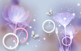 蝶恋花唯美电视背景墙