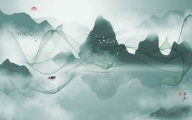 山水风景画背景墙