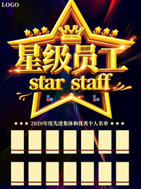 公司企业星级员工展示海报展板