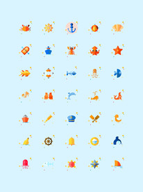 夏日沙滩旅游图标icon