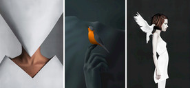 现代几何手绘少女装饰画