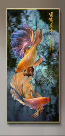原创玄关金鱼富贵有鱼装饰画