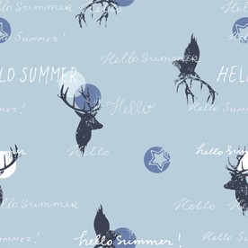 鹿  字母服装印花图案循环对接