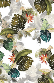 热带叶子花大叶子衬衫印花