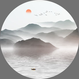 圆形水墨山水 水墨山水 山水