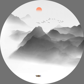 圆形山水画 圆形山水 山水画
