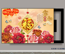 家和富贵金牡丹福电表箱装饰画