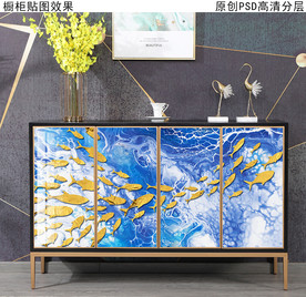 现代轻奢风玄关柜装饰画