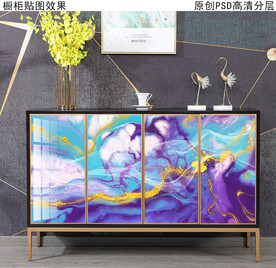 现代轻奢风玄关柜装饰画