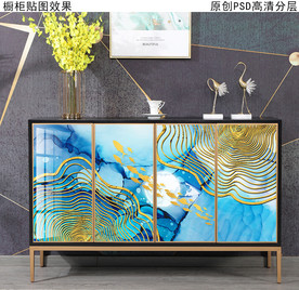 现代轻奢风玄关柜装饰画