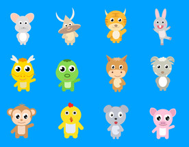 十二生肖卡通插画矢量图