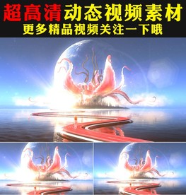 唯美海洋海水月亮童话世界视频