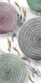 轻奢现代年轮九鱼纳福玄关装饰画