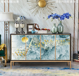 现代轻奢风玄关柜装饰画