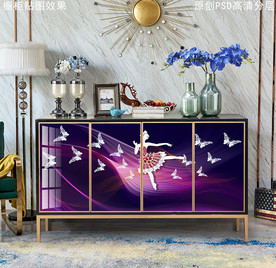 现代轻奢风玄关柜装饰画