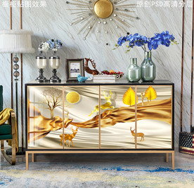 现代轻奢风玄关柜装饰画