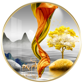 山水麋鹿发财树