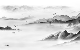 中式大气风山水画 TIF分层