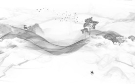 爵士白大气风山水画 TIF分层