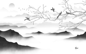 灰色高清版山水画 TIF分层