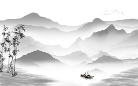 简约高清版山水画 TIF分层