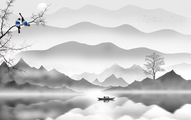 新品山水画风景画 TIF分层