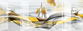金色帆船装饰画