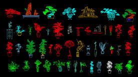 CAD 图库 精描 带盆绿植