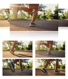 好天气清晨跑步健身