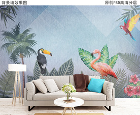 热带植物装饰背景墙