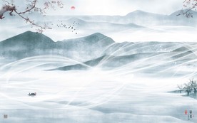 新中式水墨山水画上善若水壁画图