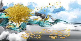 新中式抽像风景背景装饰画