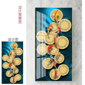 现代轻奢玄关中式装饰画