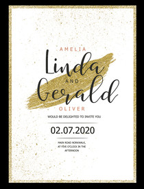 金色笔触简约风婚礼海报