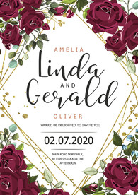 红色玫瑰婚礼海报卡片