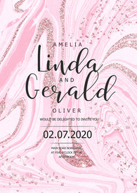 轻奢风粉色婚礼海报