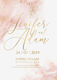 小清新水彩粉色婚礼迎宾海报